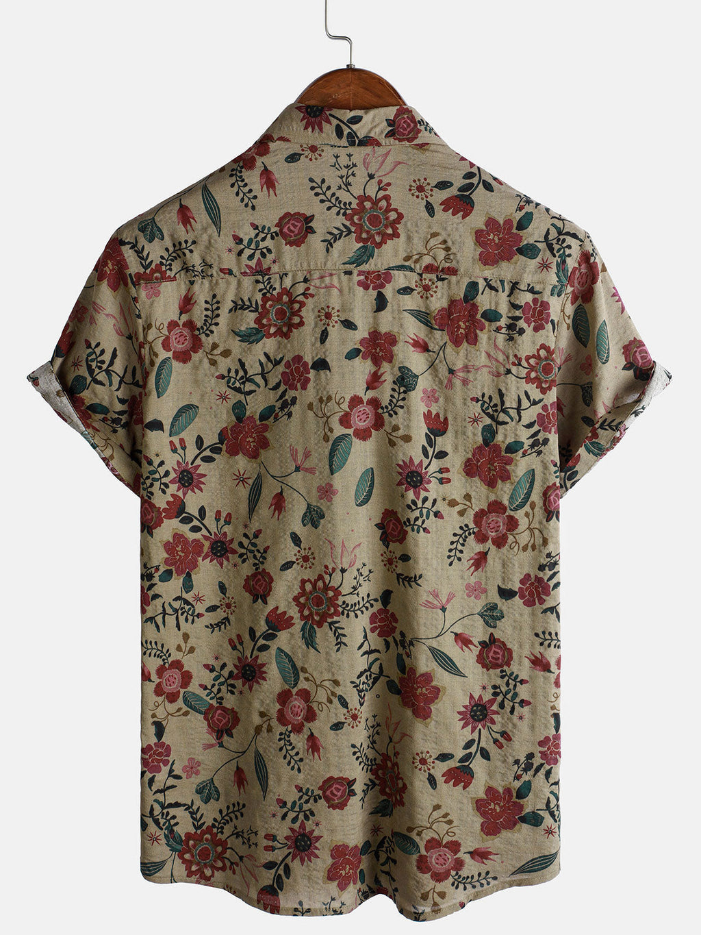 Chemise rétro légère à manches courtes à imprimé floral pour homme