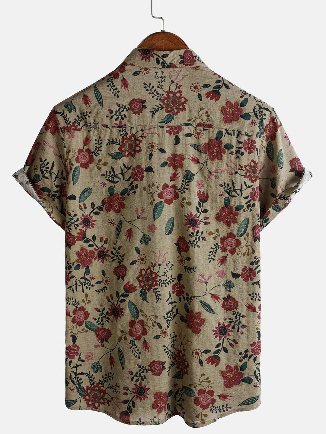 Chemise rétro légère à manches courtes à imprimé floral pour homme