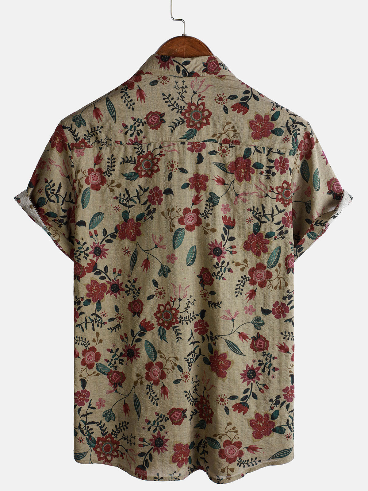 Chemise rétro légère à manches courtes à imprimé floral pour homme