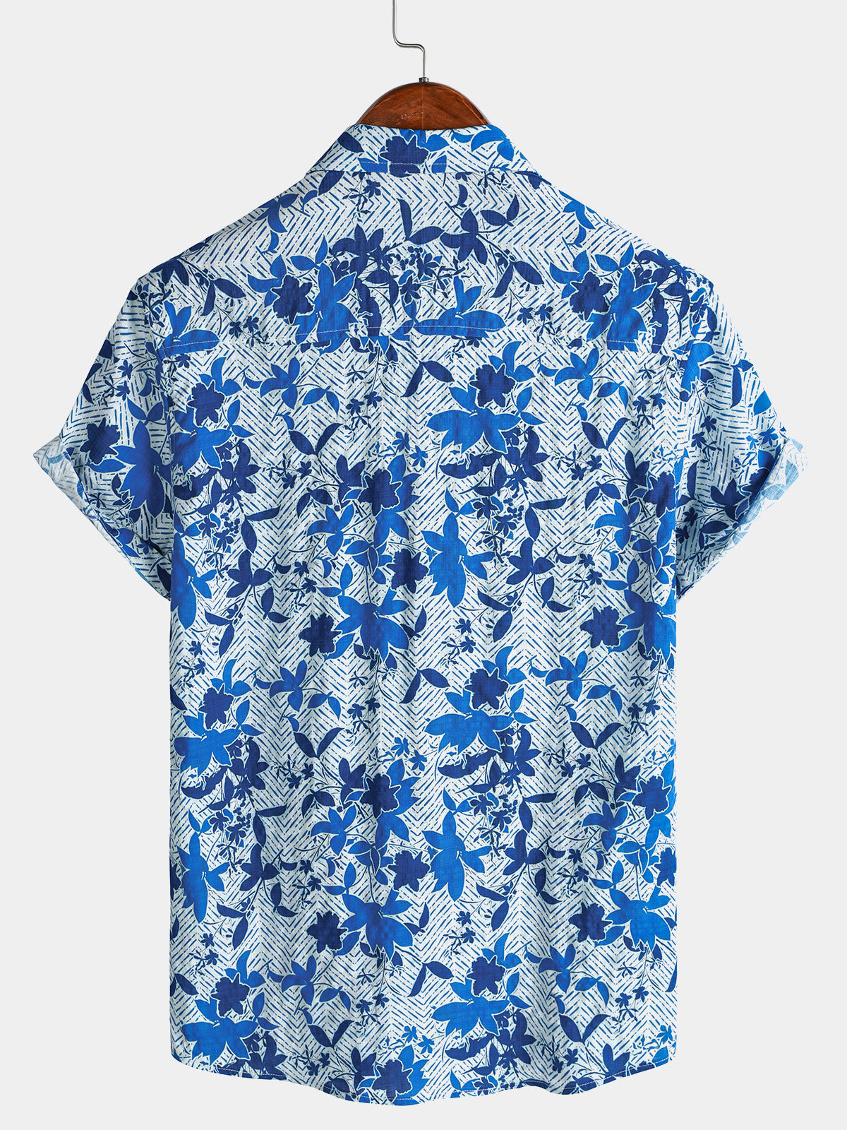 Chemise Homme Hawaïenne Plage Bleue à Imprimé Floral Légère et Respirante avec Poche Poitrine Manches Courtes