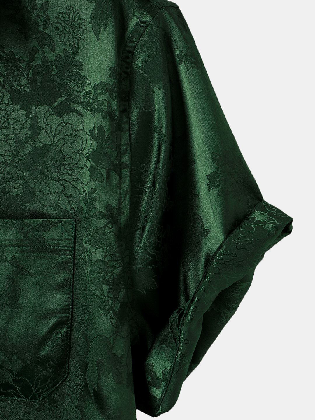 Chemise à manches courtes en satin de soie avec poche jacquard pour hommes
