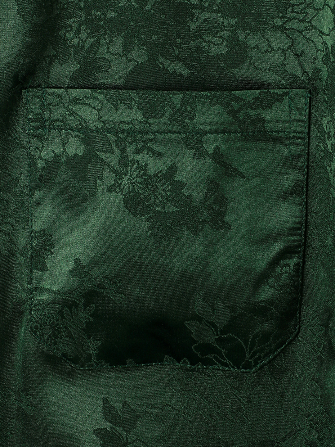 Chemise à manches courtes en satin de soie avec poche jacquard pour hommes