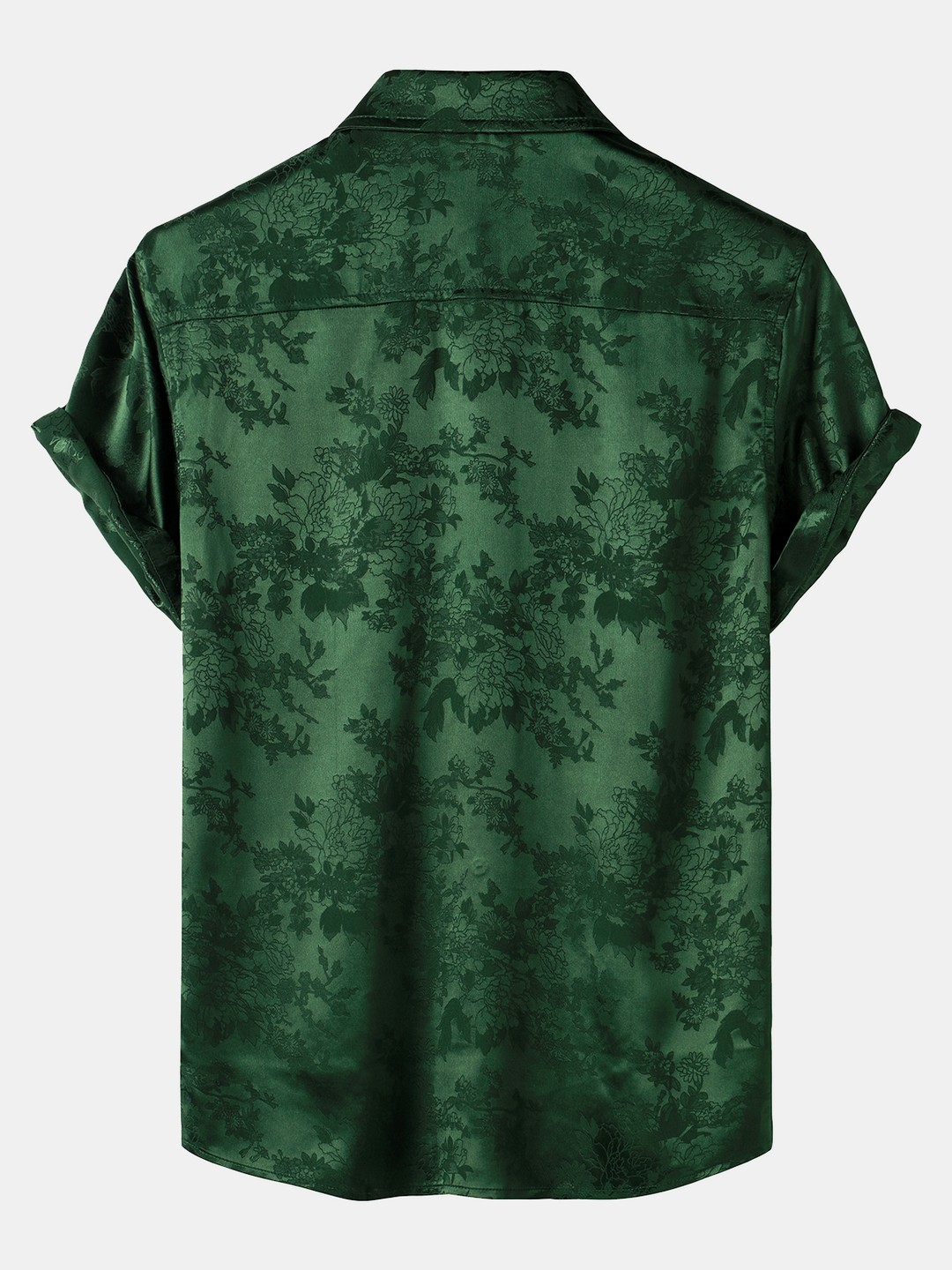 Chemise à manches courtes en satin de soie avec poche jacquard pour hommes