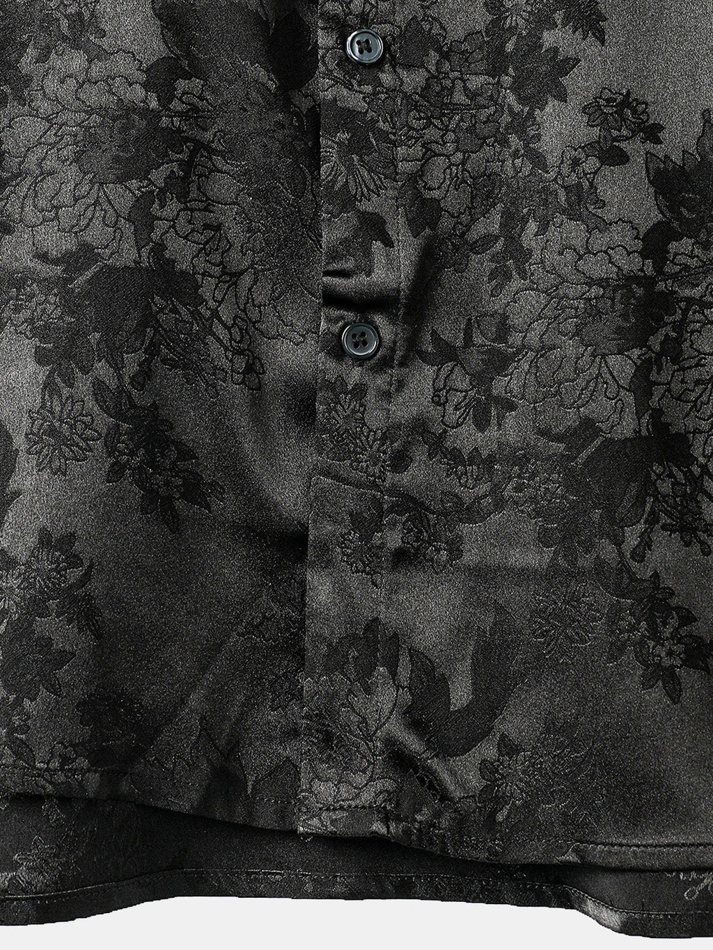 Chemise décontractée à manches courtes en satin de soie jacquard pour hommes avec poche florale