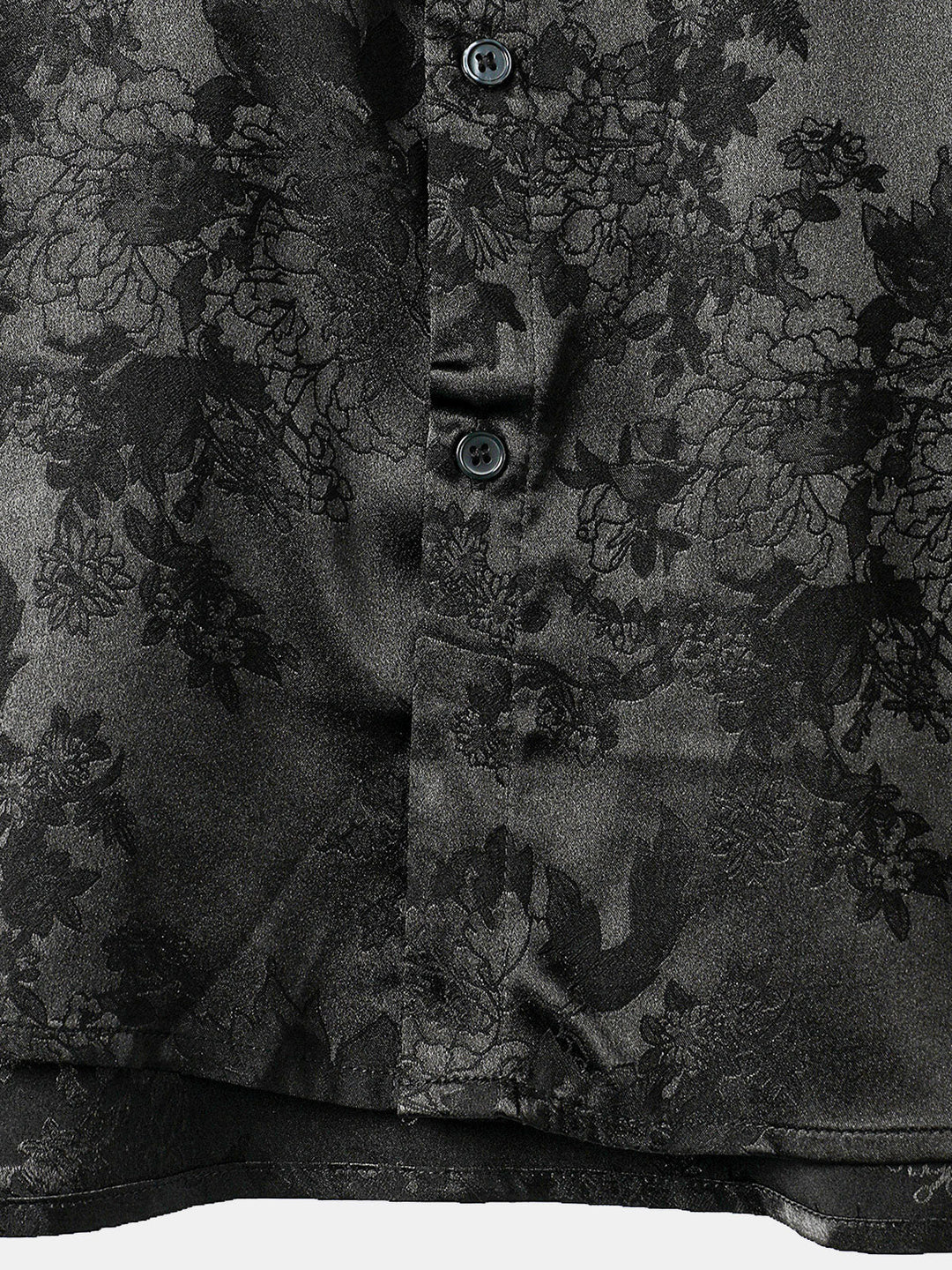 Chemise décontractée à manches courtes en satin de soie jacquard pour hommes avec poche florale