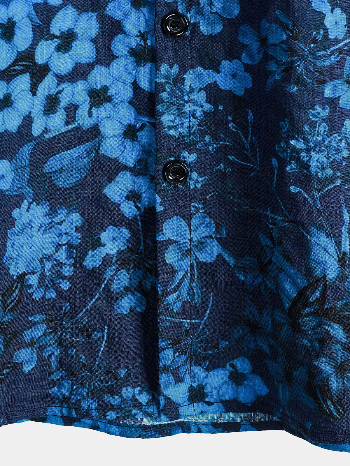 Chemise Homme Hawaïenne Vintage Bleu Foncé à Imprimé Floral avec Poche Poitrine Manches Courtes