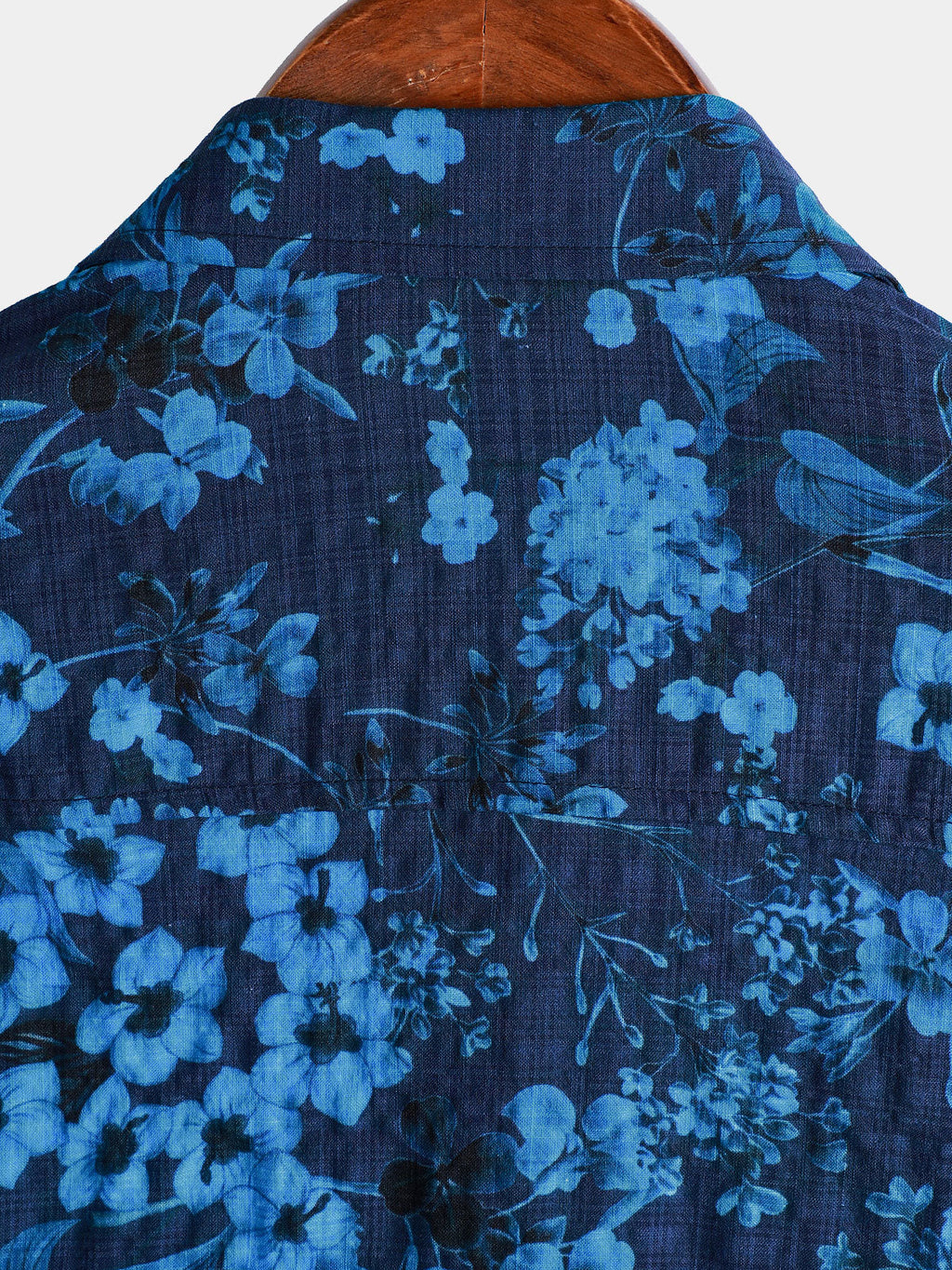 Chemise Homme Hawaïenne Vintage Bleu Foncé à Imprimé Floral avec Poche Poitrine Manches Courtes