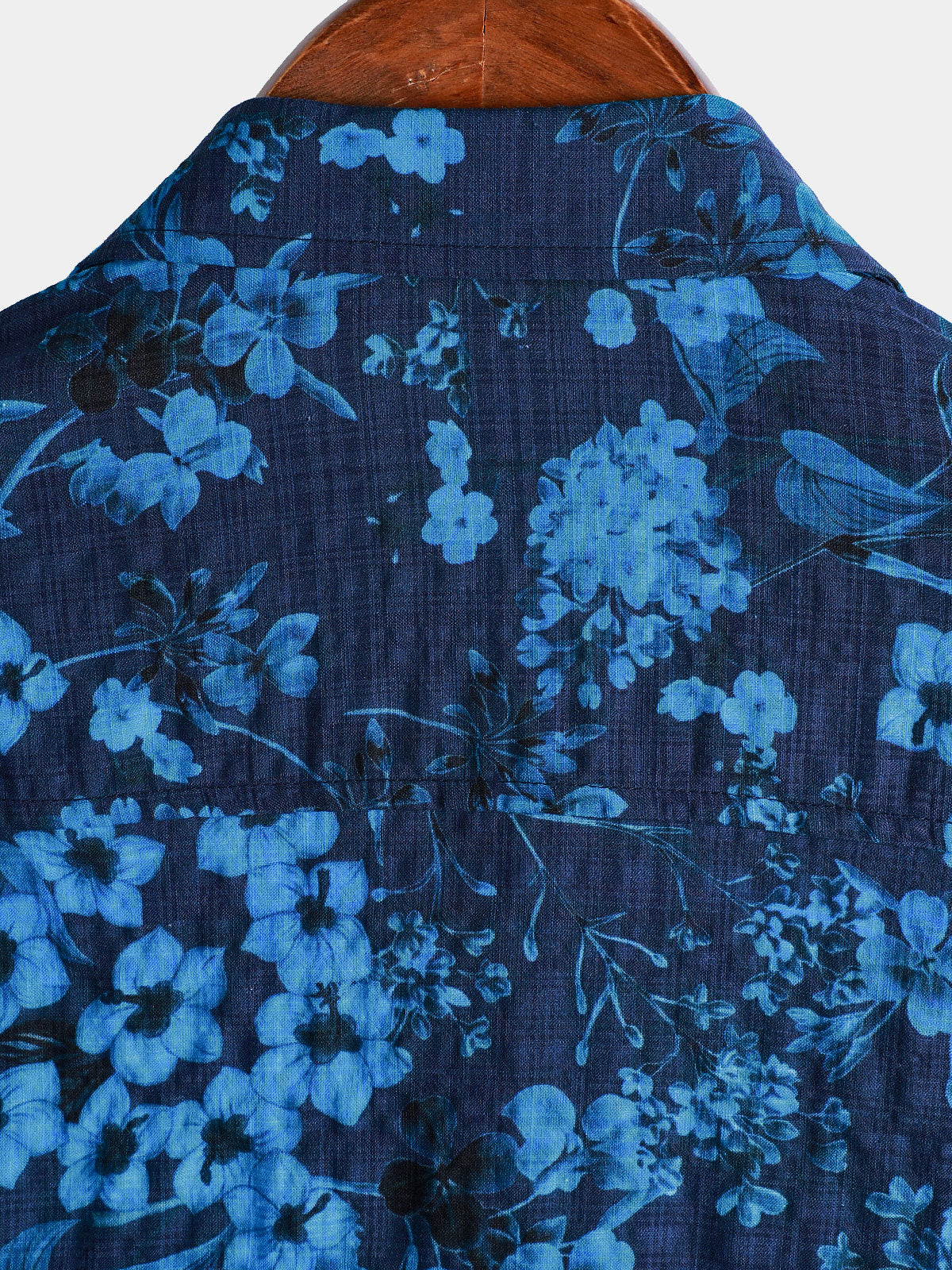 Chemise Homme Hawaïenne Vintage Bleu Foncé à Imprimé Floral avec Poche Poitrine Manches Courtes
