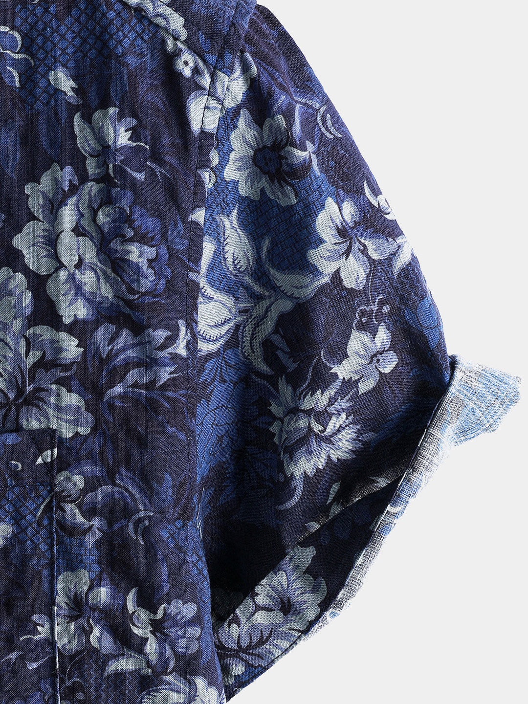 Chemise Homme Hawaïenne Bleue à Imprimé Floral en Coton Léger et Respirant avec Poche Poitrine Manches Courtes