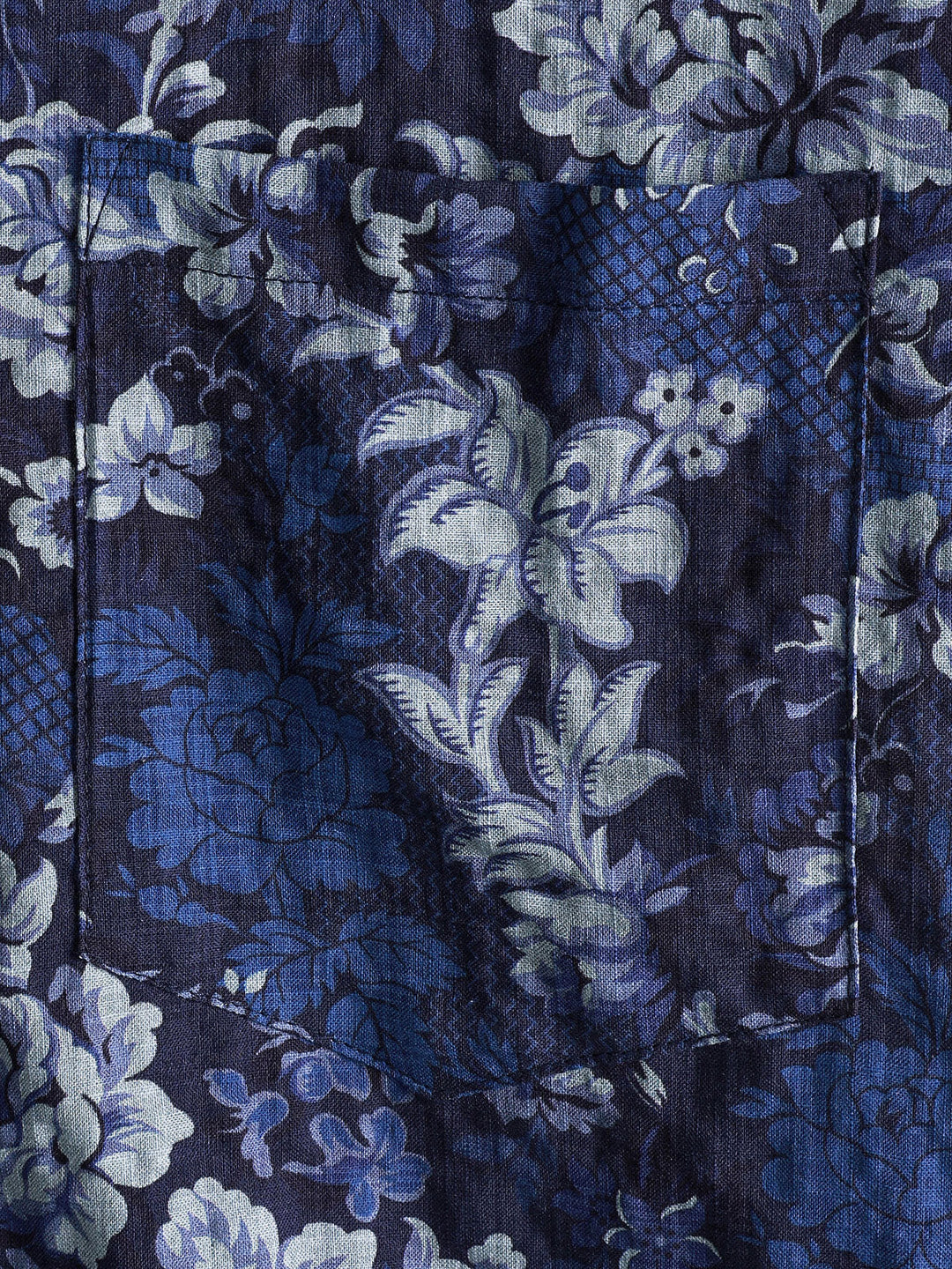 Chemise Homme Hawaïenne Bleue à Imprimé Floral en Coton Léger et Respirant avec Poche Poitrine Manches Courtes