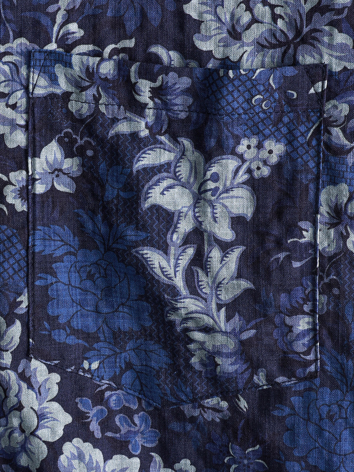 Chemise Homme Hawaïenne Bleue à Imprimé Floral en Coton Léger et Respirant avec Poche Poitrine Manches Courtes