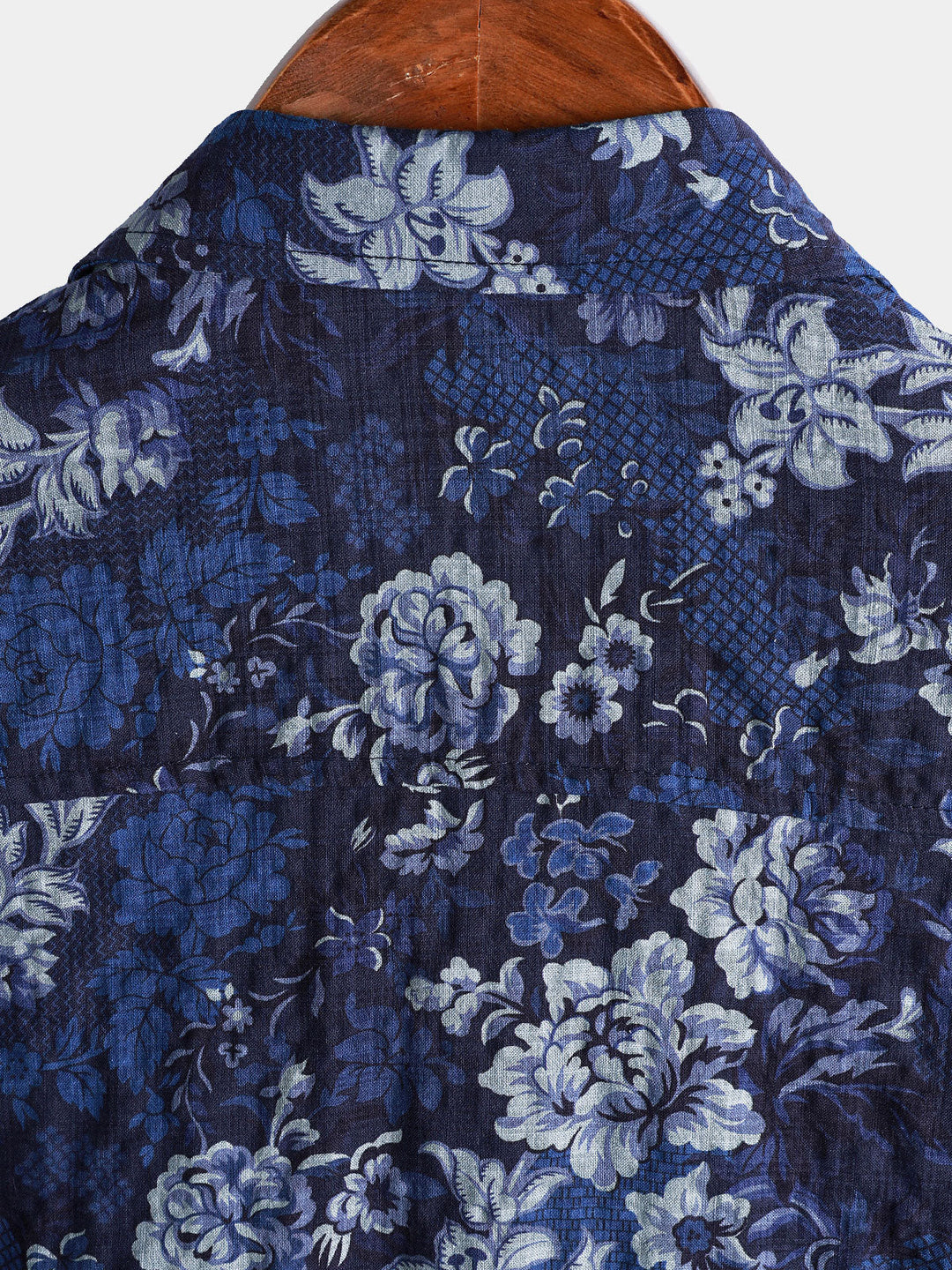 Chemise Homme Hawaïenne Bleue à Imprimé Floral en Coton Léger et Respirant avec Poche Poitrine Manches Courtes