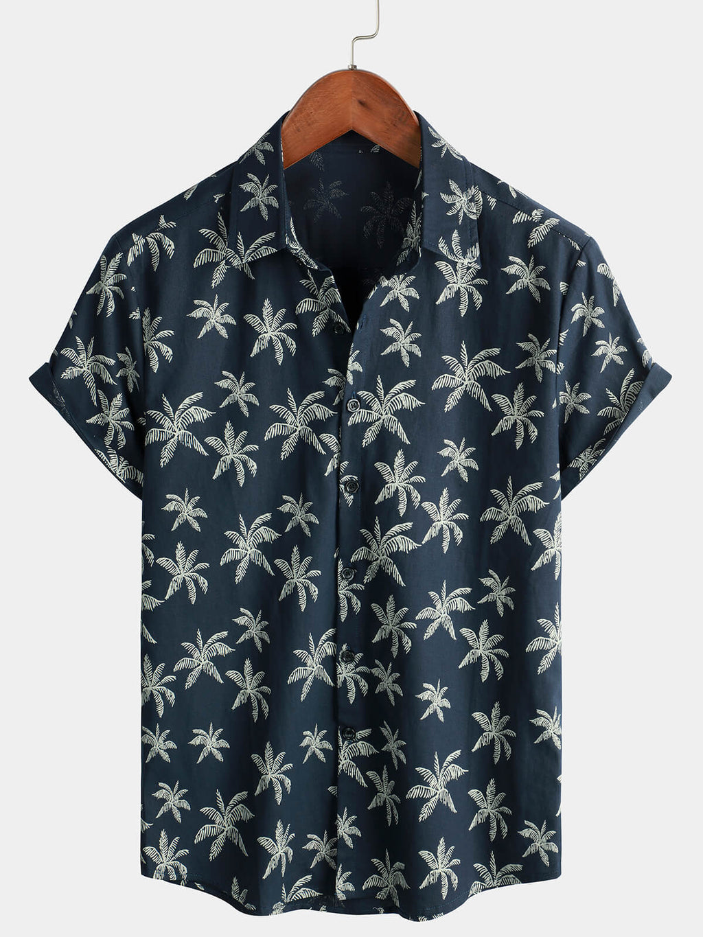 Chemise Hawaïenne à Manches Courtes avec Imprimé de Palmiers pour Homme