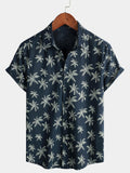 Chemise Hawaïenne à Manches Courtes avec Imprimé de Palmiers pour Homme