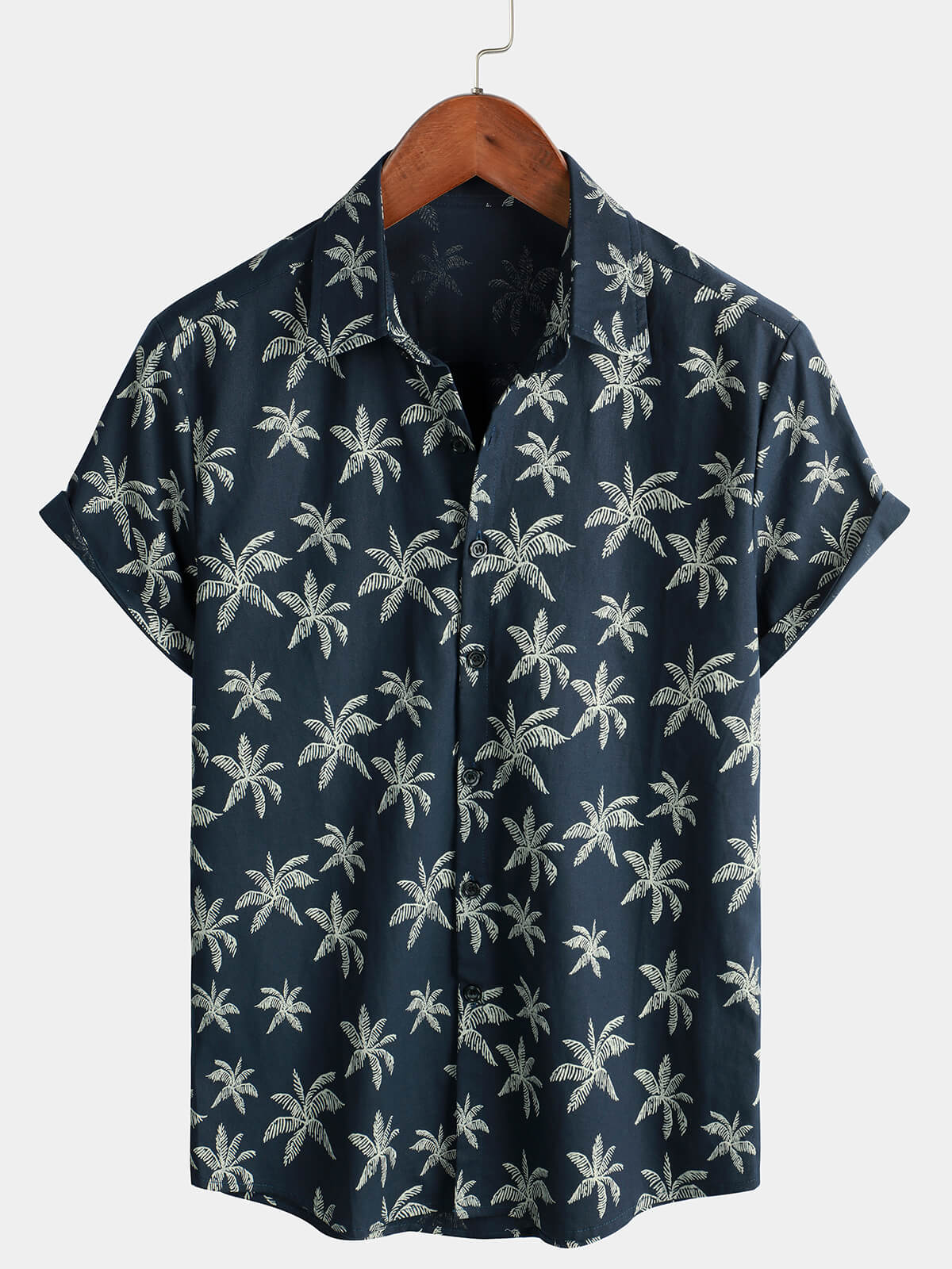 Chemise Hawaïenne à Manches Courtes avec Imprimé de Palmiers pour Homme