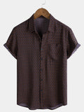Chemise Homme Manches Courtes Bohème Décontractée à Imprimé Géométrique