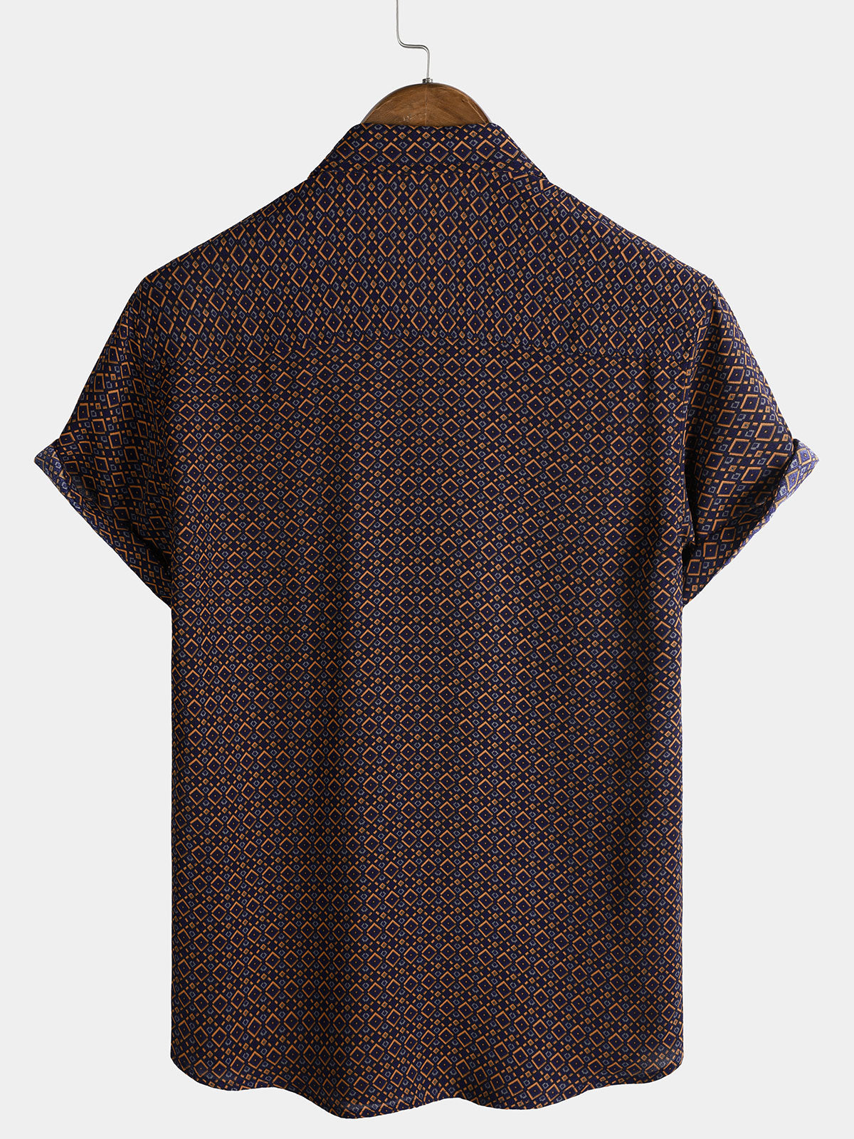 Chemise Homme Manches Courtes Bohème Décontractée à Imprimé Géométrique
