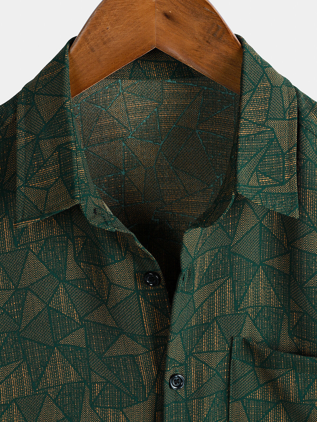 Chemise Homme Décontractée Imprimé Géométrique Abstrait Vert à Manches Courtes