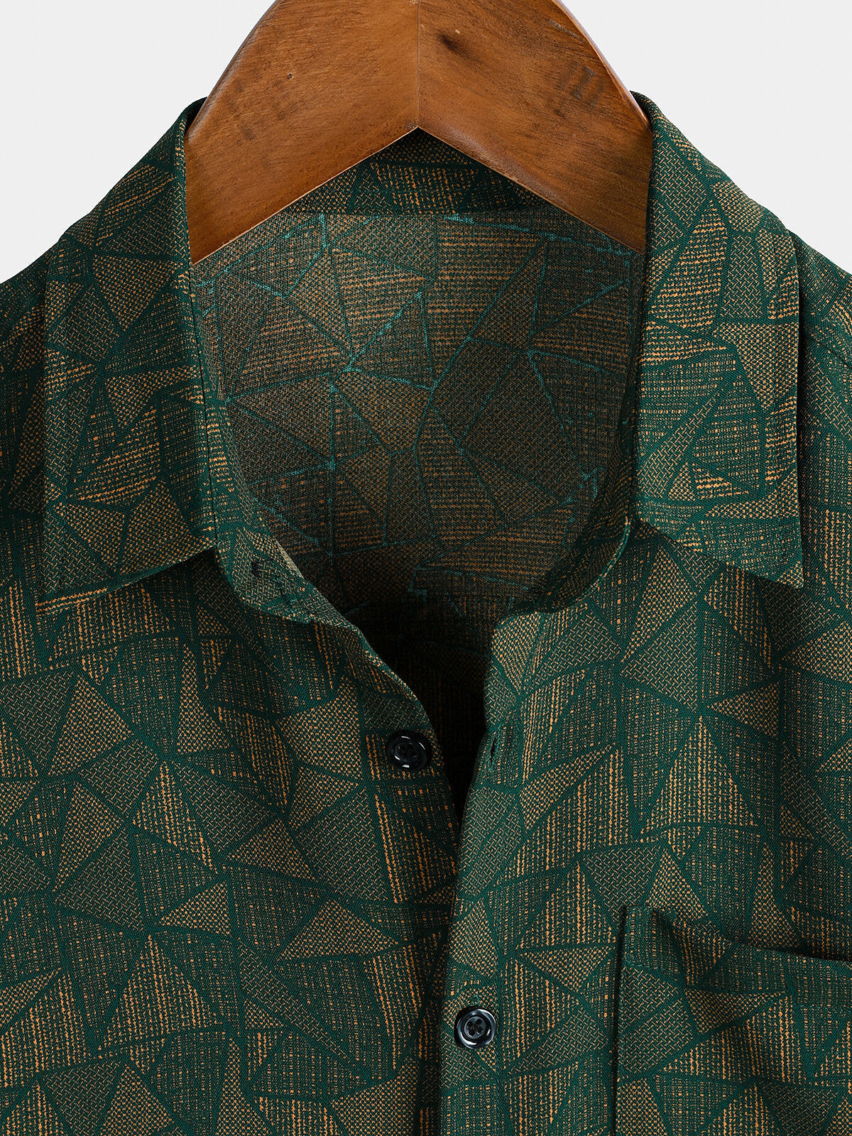 Chemise Homme Décontractée Imprimé Géométrique Abstrait Vert à Manches Courtes