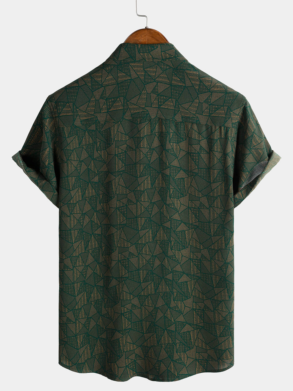Chemise Homme Décontractée Imprimé Géométrique Abstrait Vert à Manches Courtes