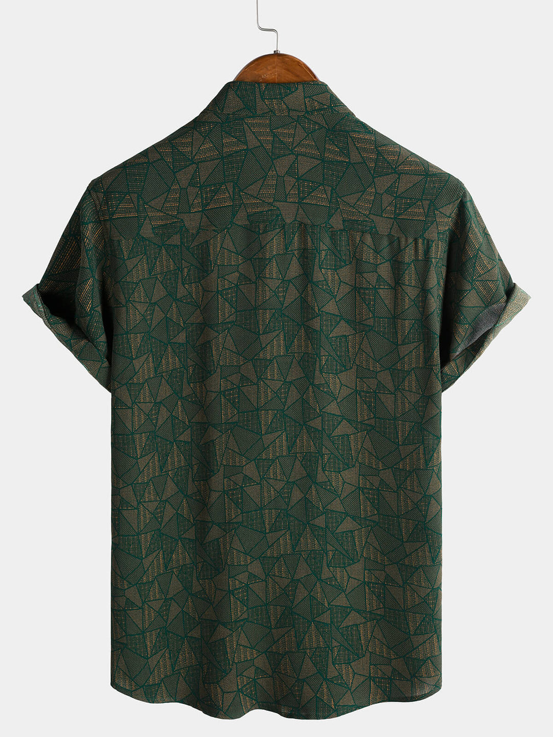 Chemise Homme Décontractée Imprimé Géométrique Abstrait Vert à Manches Courtes