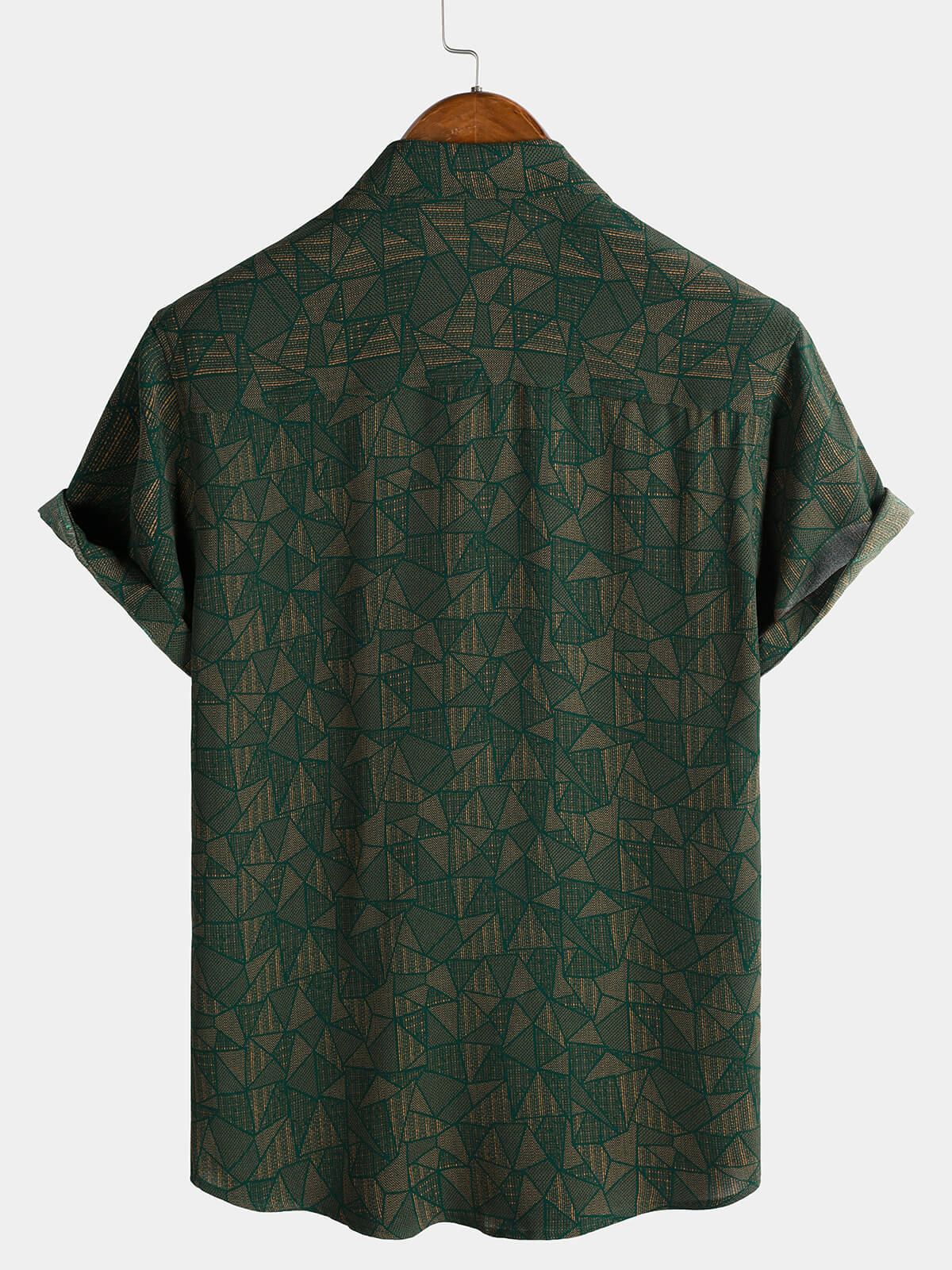 Chemise Homme Décontractée Imprimé Géométrique Abstrait Vert à Manches Courtes