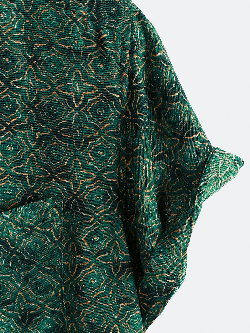 Chemise Homme Vintage Décontractée Imprimé Géométrique Vert à Manches Courtes