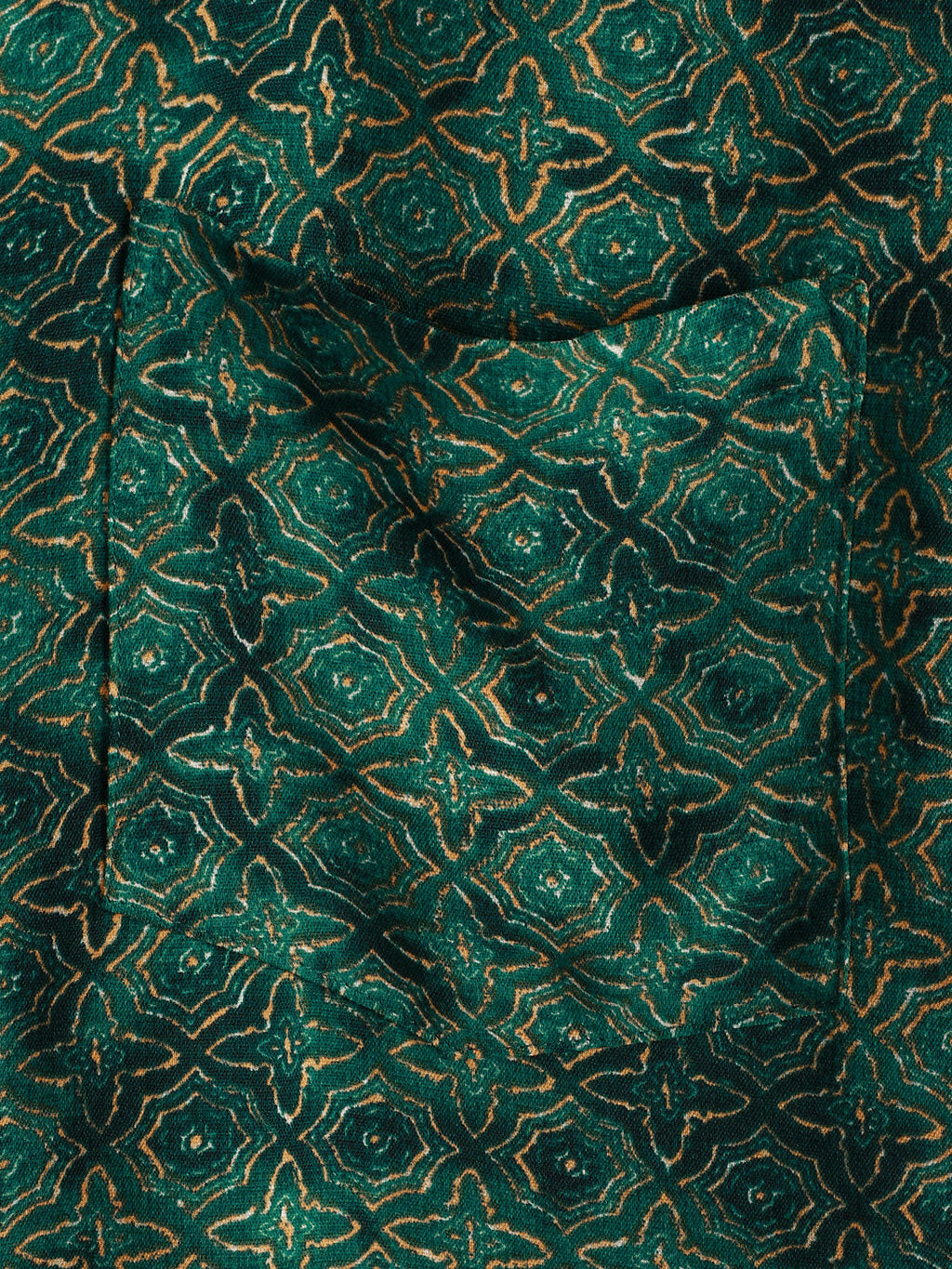 Chemise Homme Vintage Décontractée Imprimé Géométrique Vert à Manches Courtes