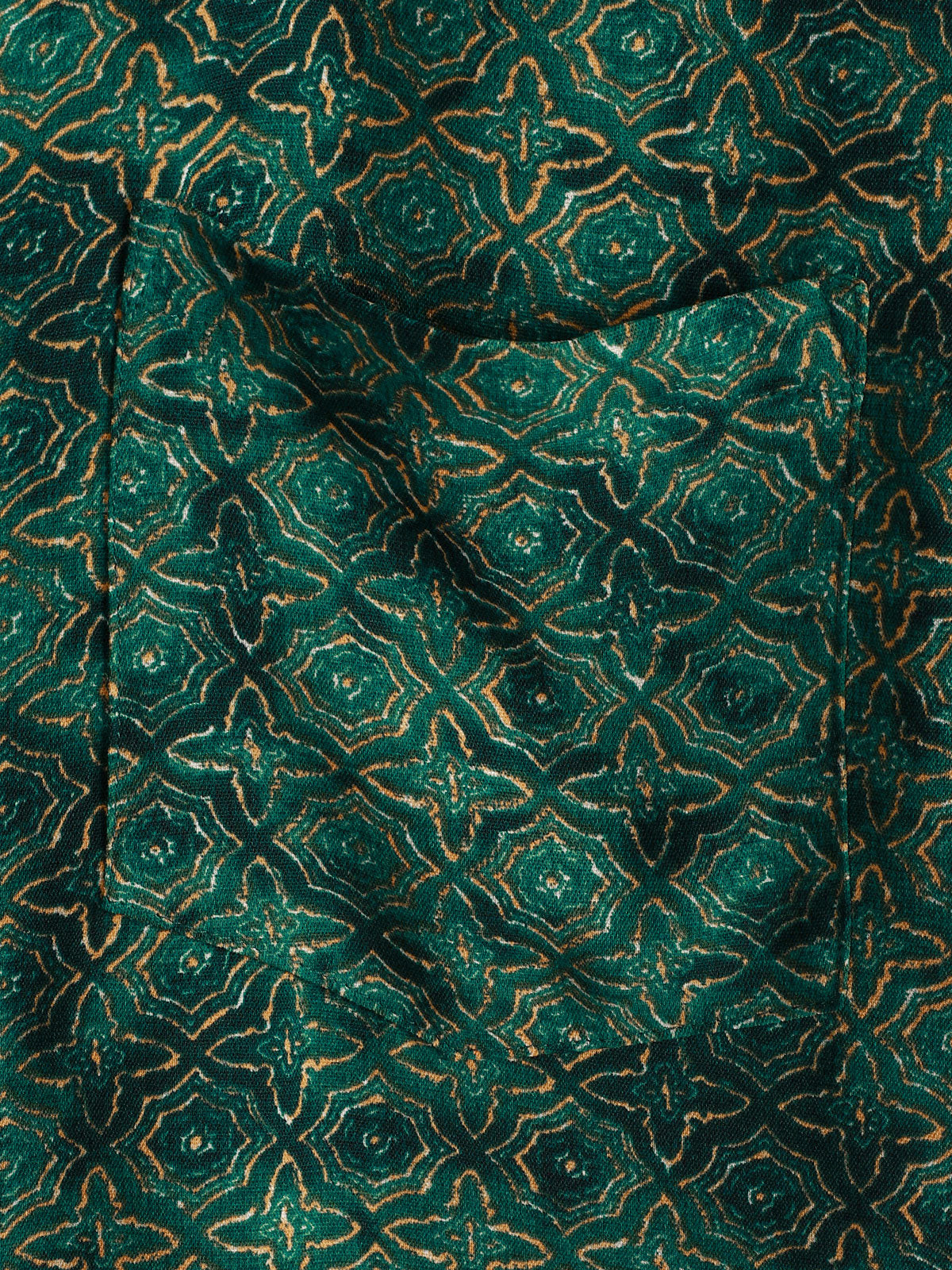 Chemise Homme Vintage Décontractée Imprimé Géométrique Vert à Manches Courtes