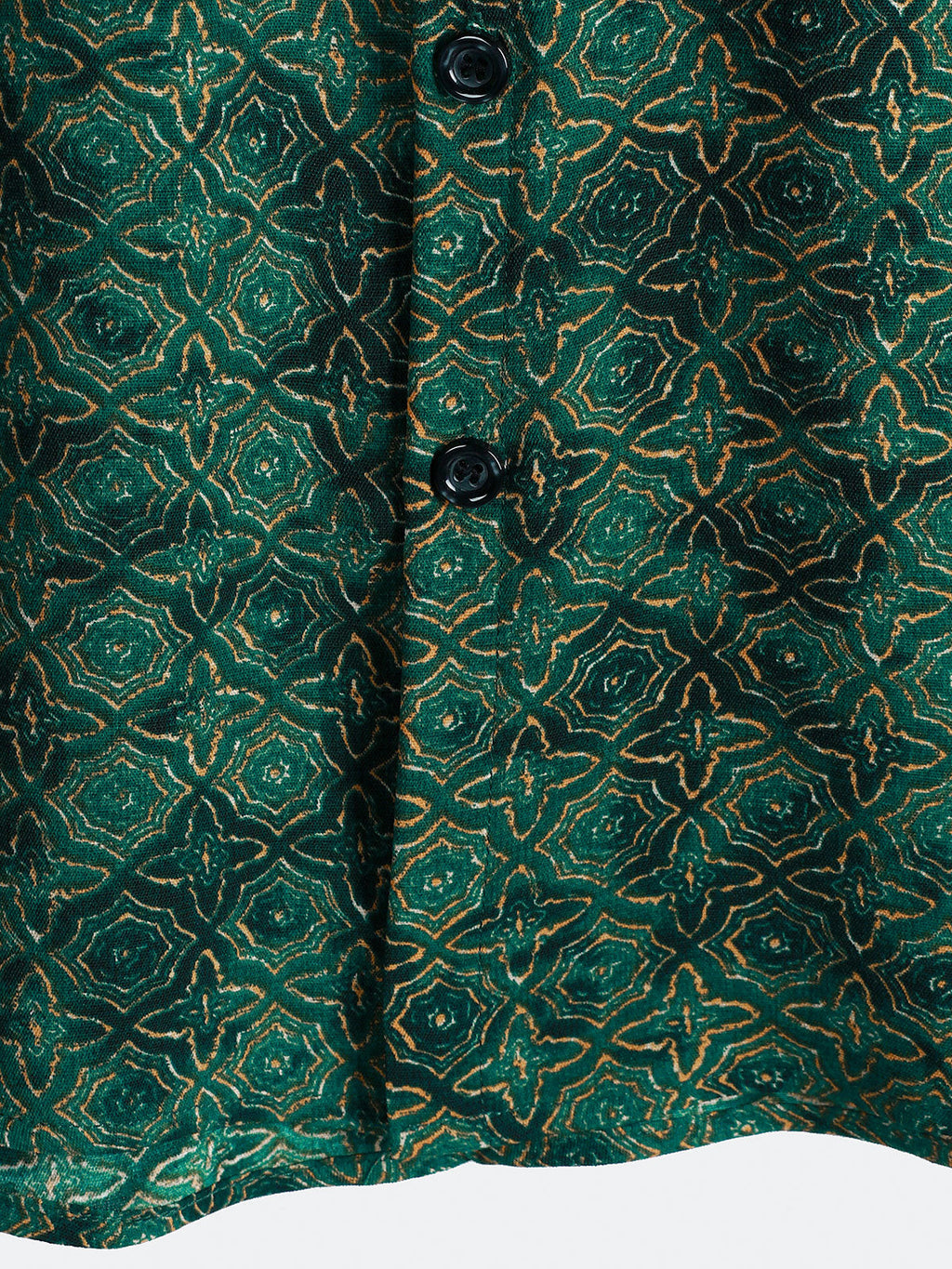 Chemise Homme Vintage Décontractée Imprimé Géométrique Vert à Manches Courtes