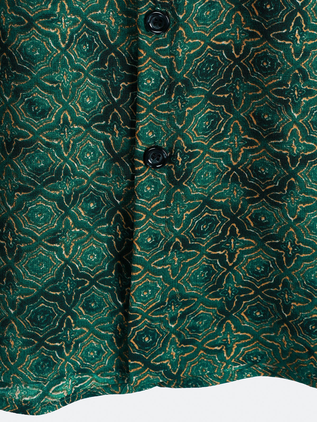 Chemise Homme Vintage Décontractée Imprimé Géométrique Vert à Manches Courtes