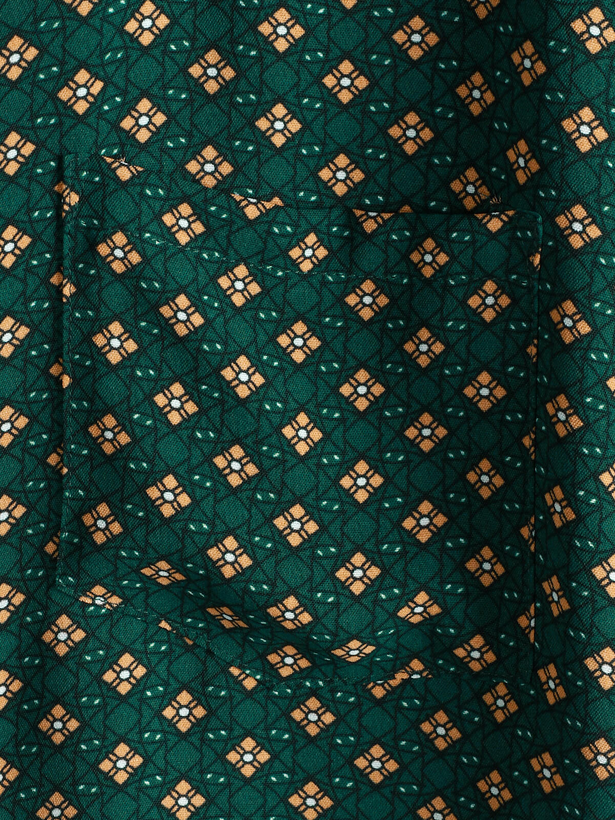 Chemise Homme Manches Courtes Bohème Décontractée à Motif Losanges Vert