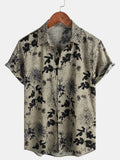 Chemise d'Homme Vintage à Manches Courtes avec Imprimé Floral Rétro
