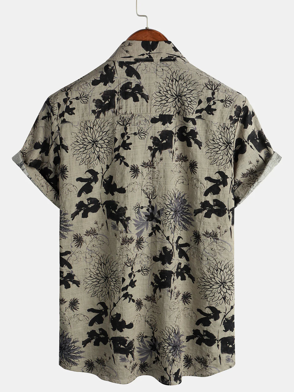 Chemise d'Homme Vintage à Manches Courtes avec Imprimé Floral Rétro