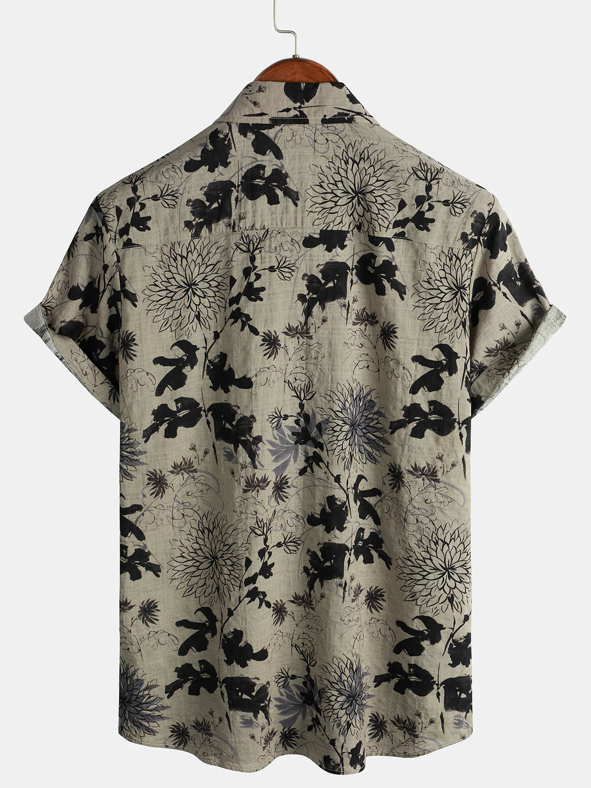 Chemise d'Homme Vintage à Manches Courtes avec Imprimé Floral Rétro