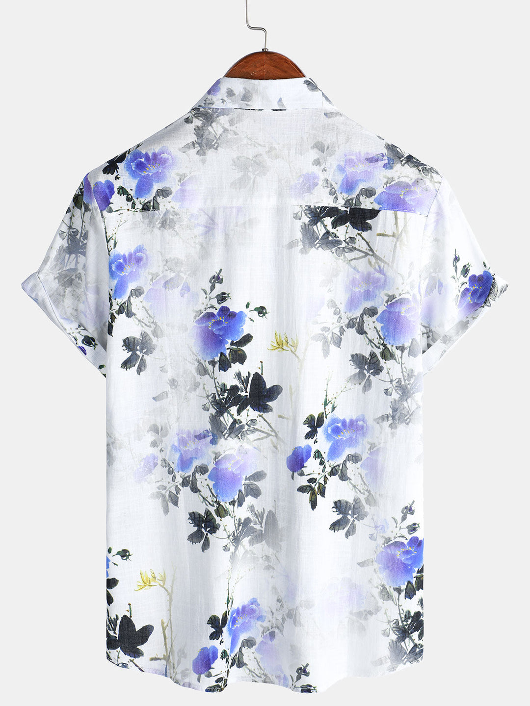 Chemise décontractée à manches courtes en coton pour homme, imprimé floral, idéal pour les vacances et l&