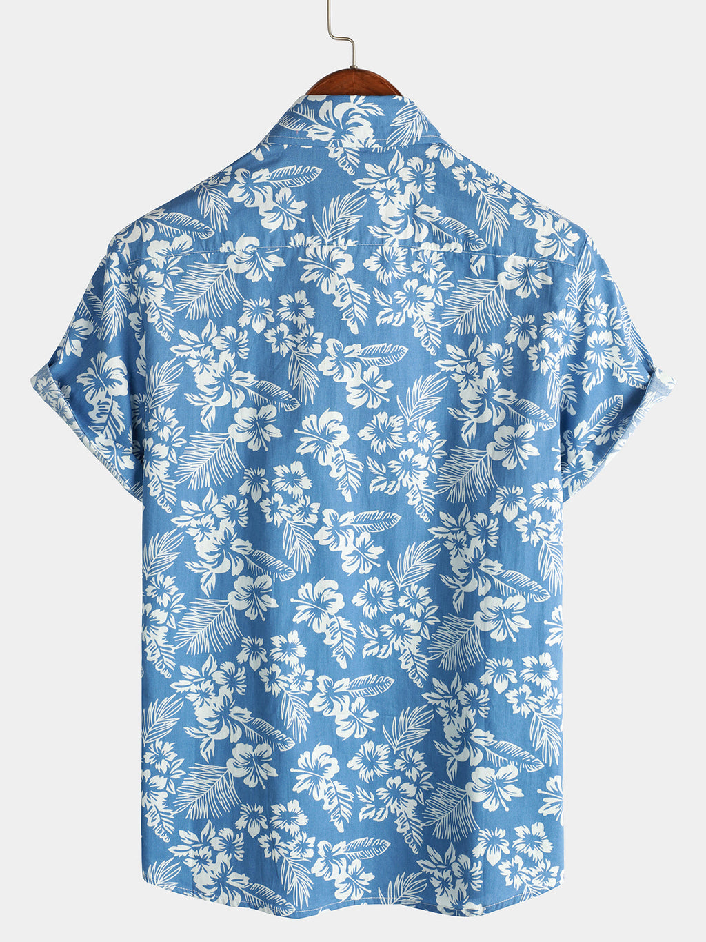 Chemise Aloha à Manches Courtes avec Imprimé Floral Tropical Bleu pour Homme