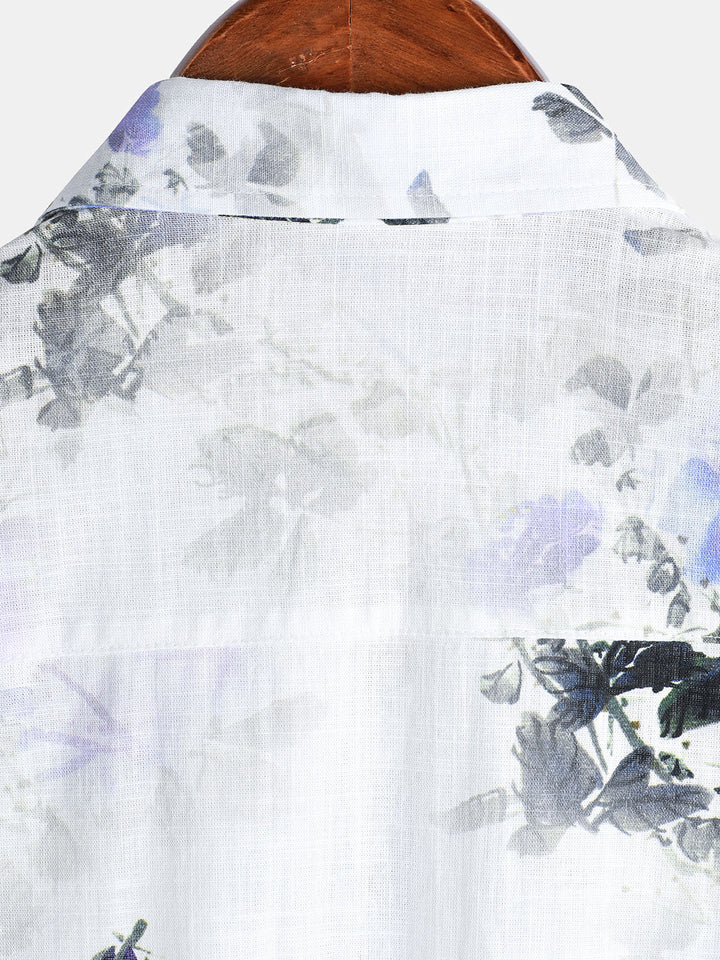 Chemise décontractée à manches courtes en coton pour homme, imprimé floral, idéal pour les vacances et l&