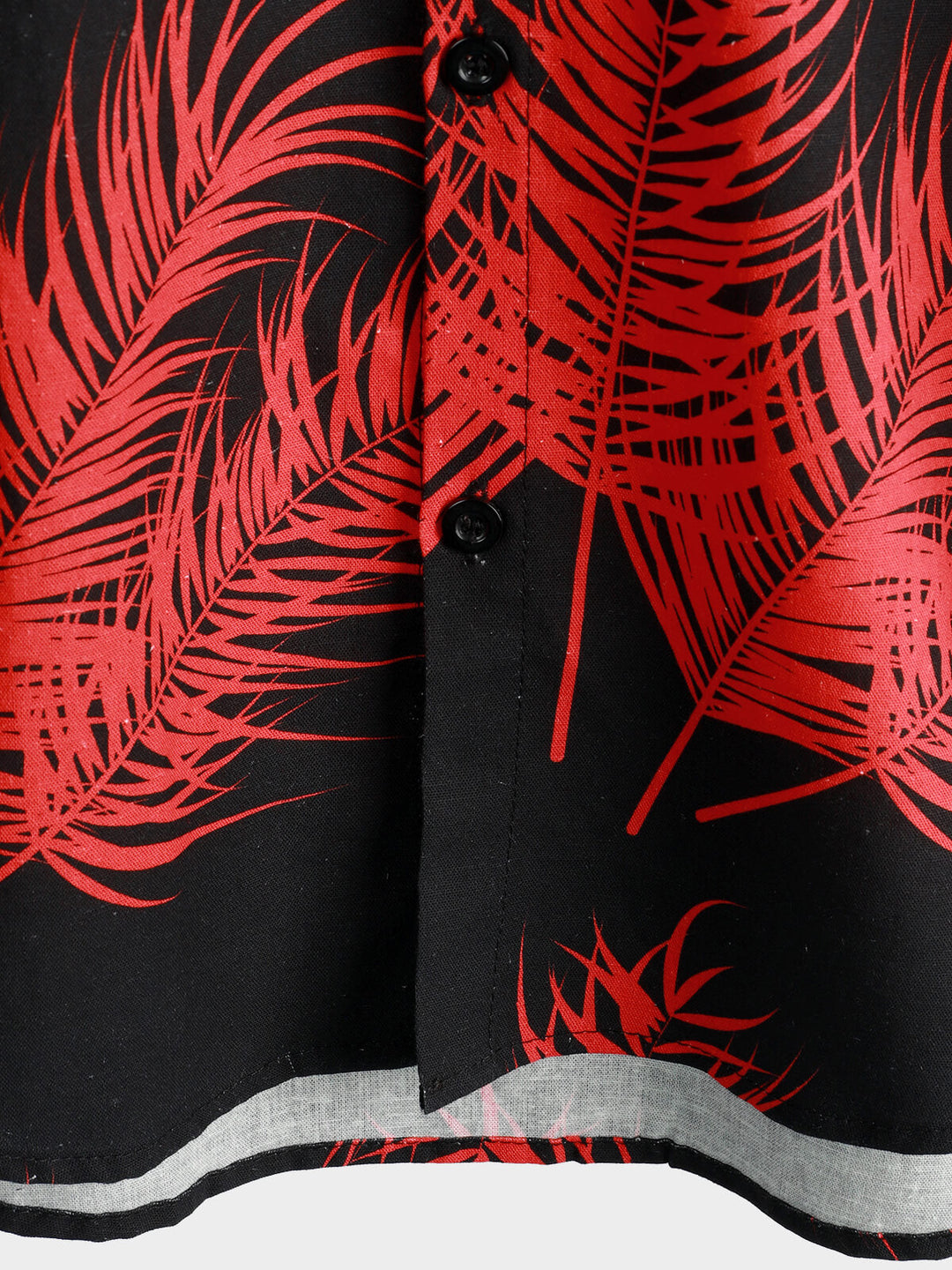 Chemise à manches courtes boutonnée en coton et lin imprimé feuilles de palmier hawaïennes pour hommes