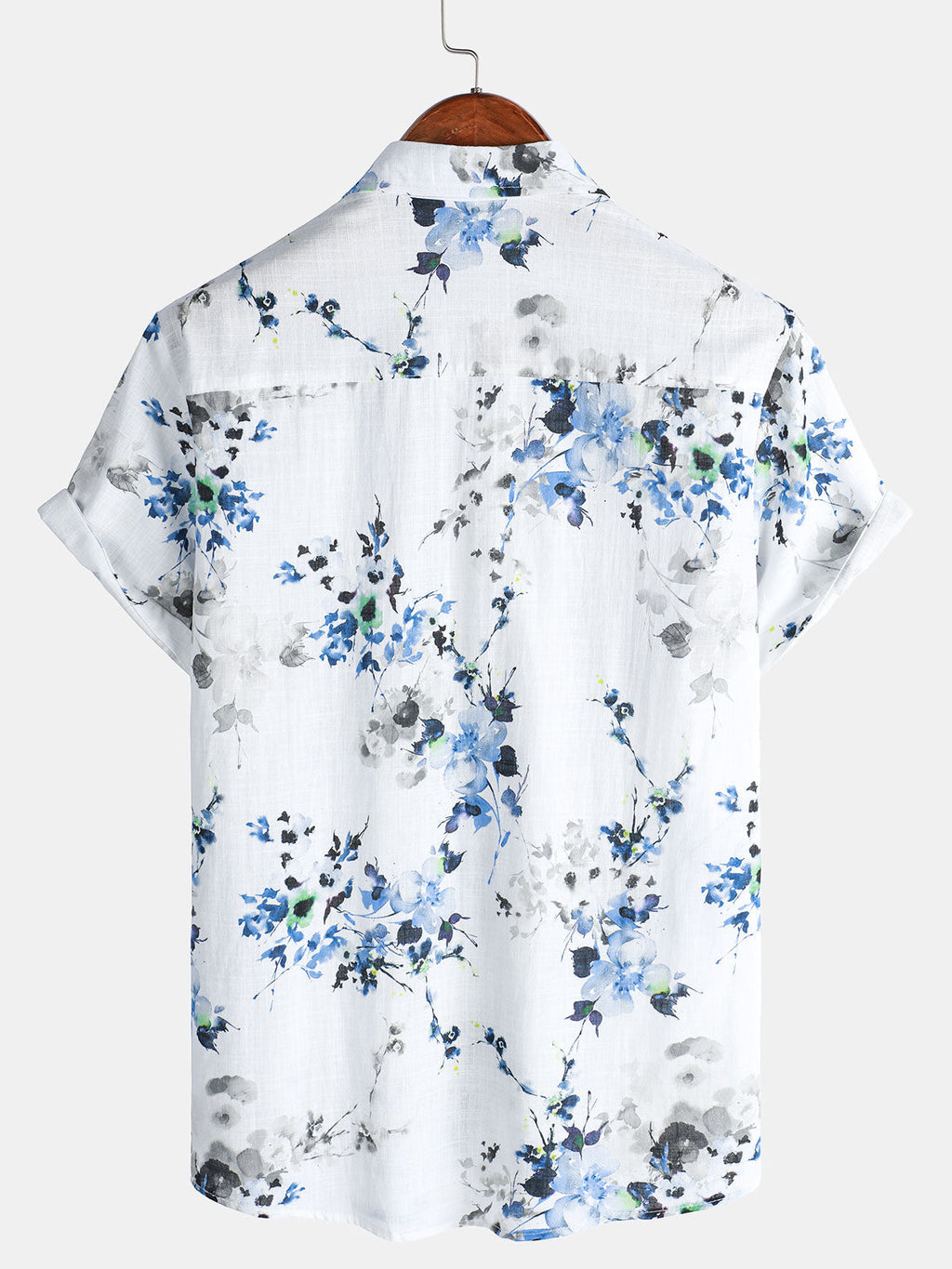 Chemise d'été décontractée à manches courtes en coton pour homme, imprimé floral vintage