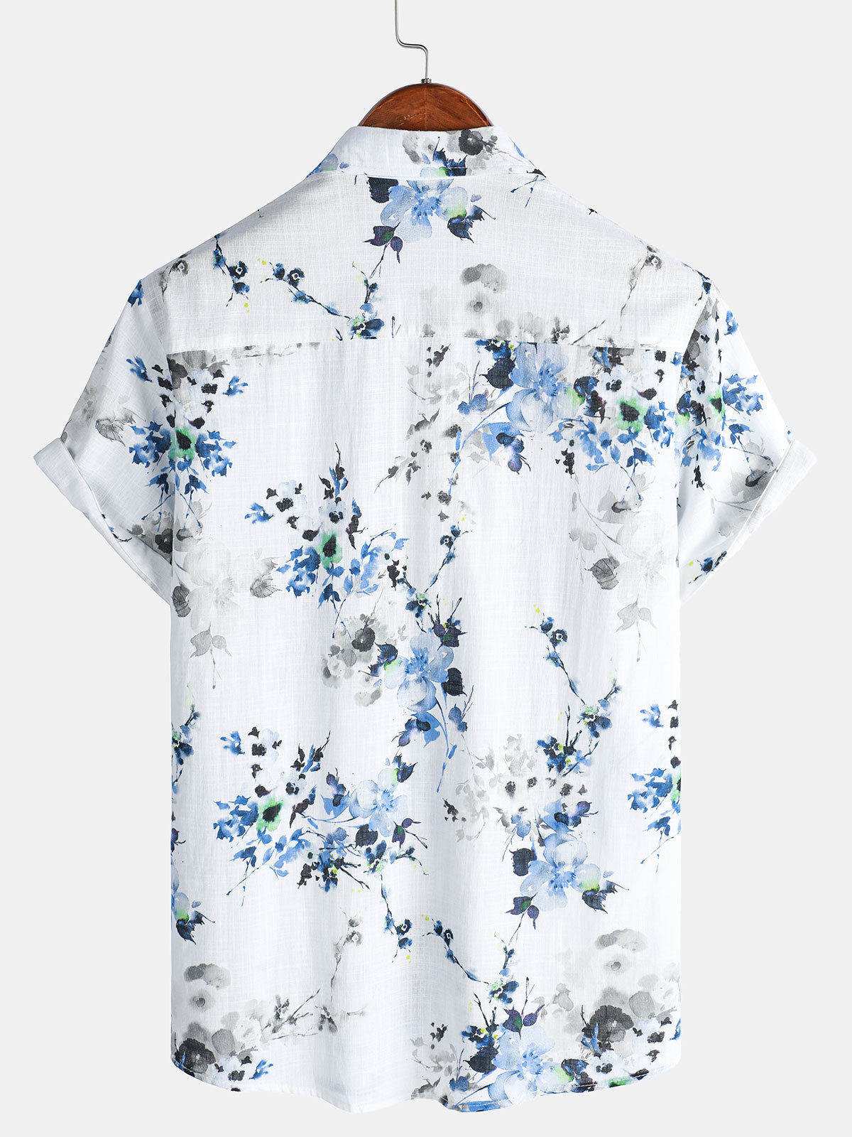 Chemise d'été décontractée à manches courtes en coton pour homme, imprimé floral vintage