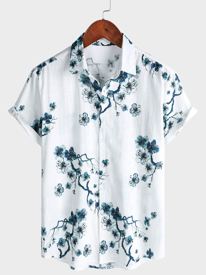 Chemise boutonnée à manches courtes Blossom Summer pour homme