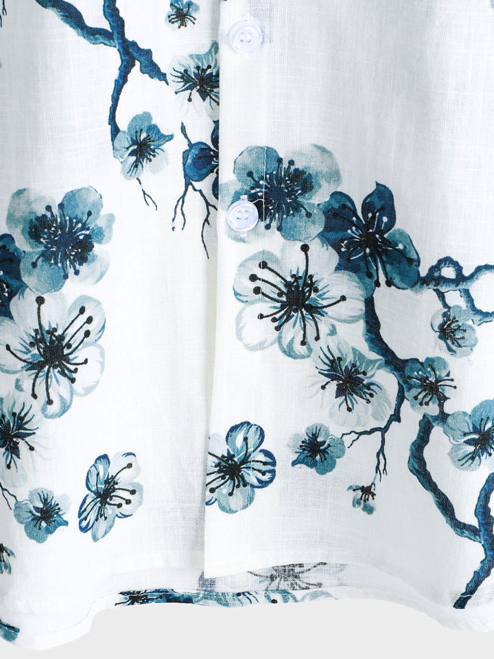 Chemise boutonnée à manches courtes Blossom Summer pour homme