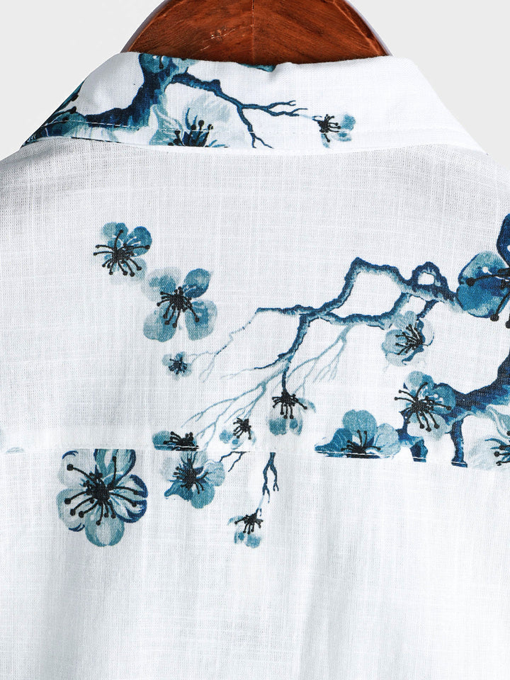 Chemise boutonnée à manches courtes Blossom Summer pour homme