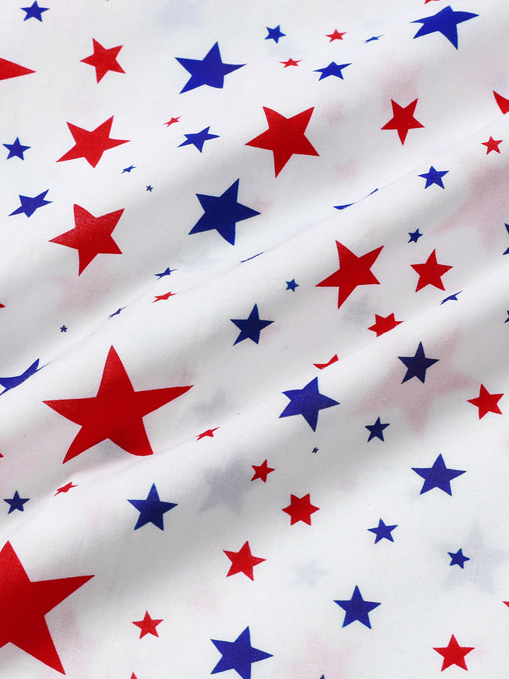 Chemise Homme à Imprimé Étoiles Patriotiques Décontractée Style Vacances Manches Courtes