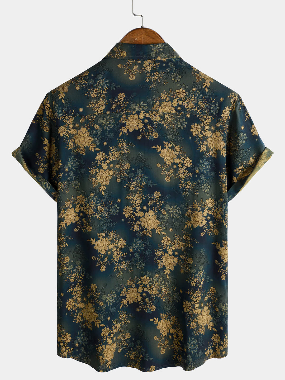 Chemise à manches courtes en rayonne à imprimé floral rétro pour homme