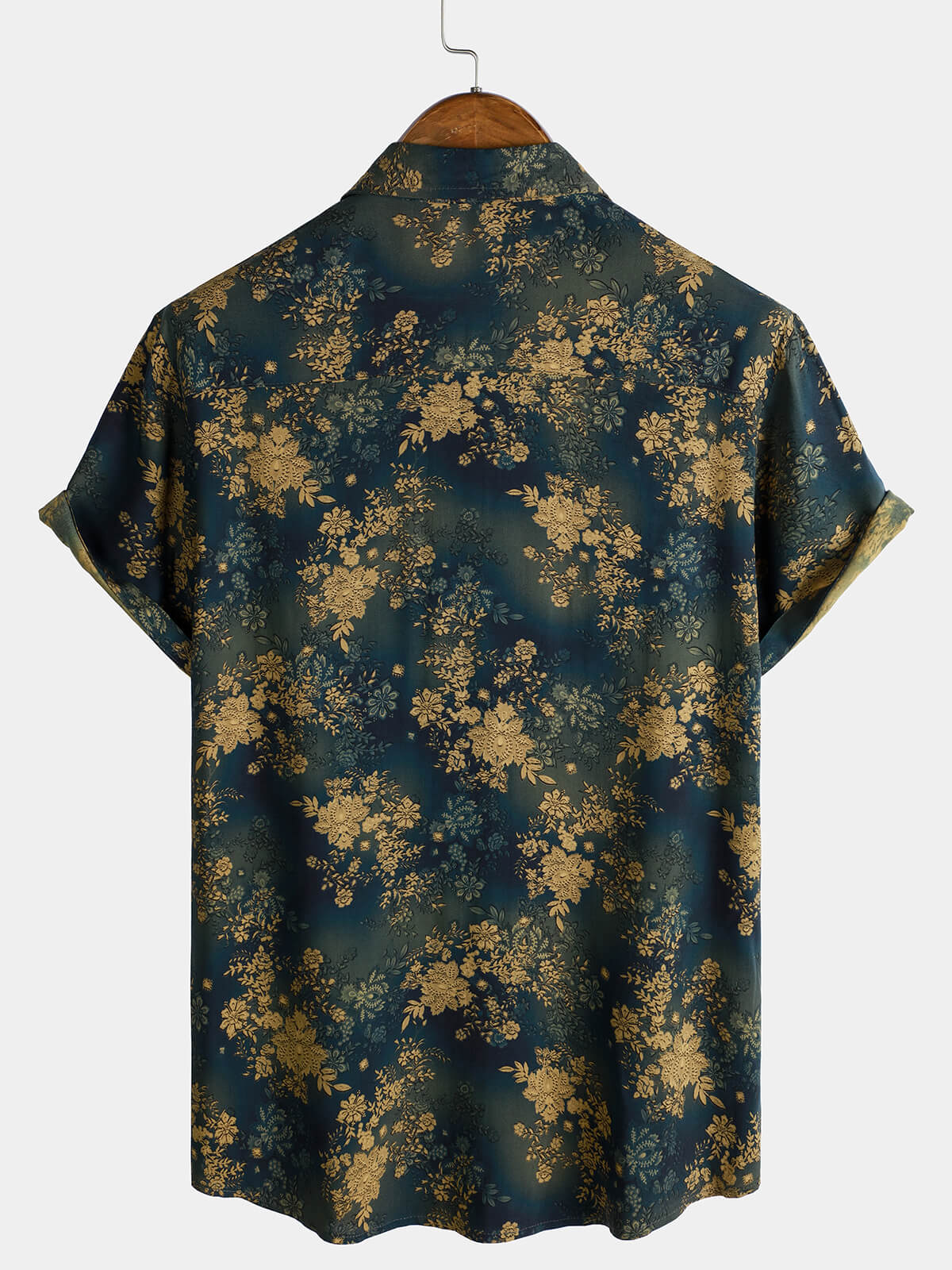 Chemise à manches courtes en rayonne à imprimé floral rétro pour homme