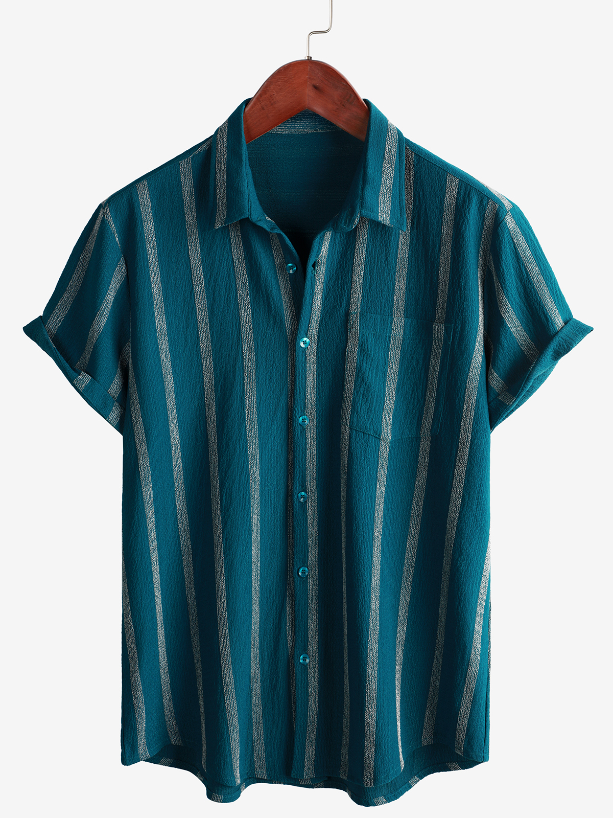 Chemise Hawaïenne Vintage d'Été pour Homme avec Rayures et Boutons sur la Poitrine