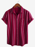 Chemise hawaïenne à rayures pour hommes avec poche, manches courtes à boutons, parfaite pour l'été et la plage