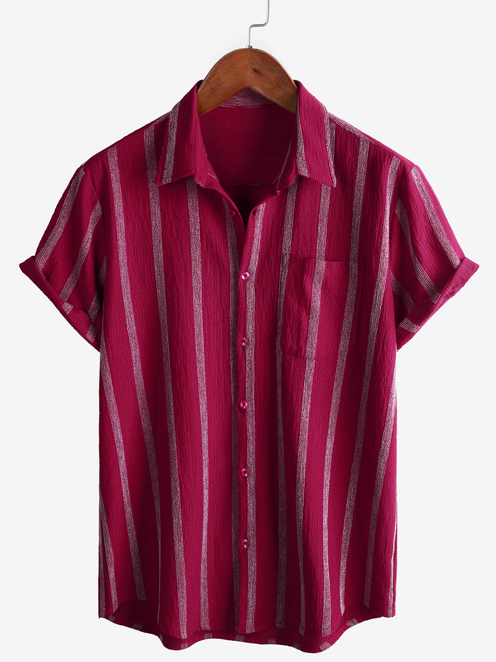 Chemise Hawaïenne Vintage d'Été pour Homme avec Rayures et Boutons sur la Poitrine